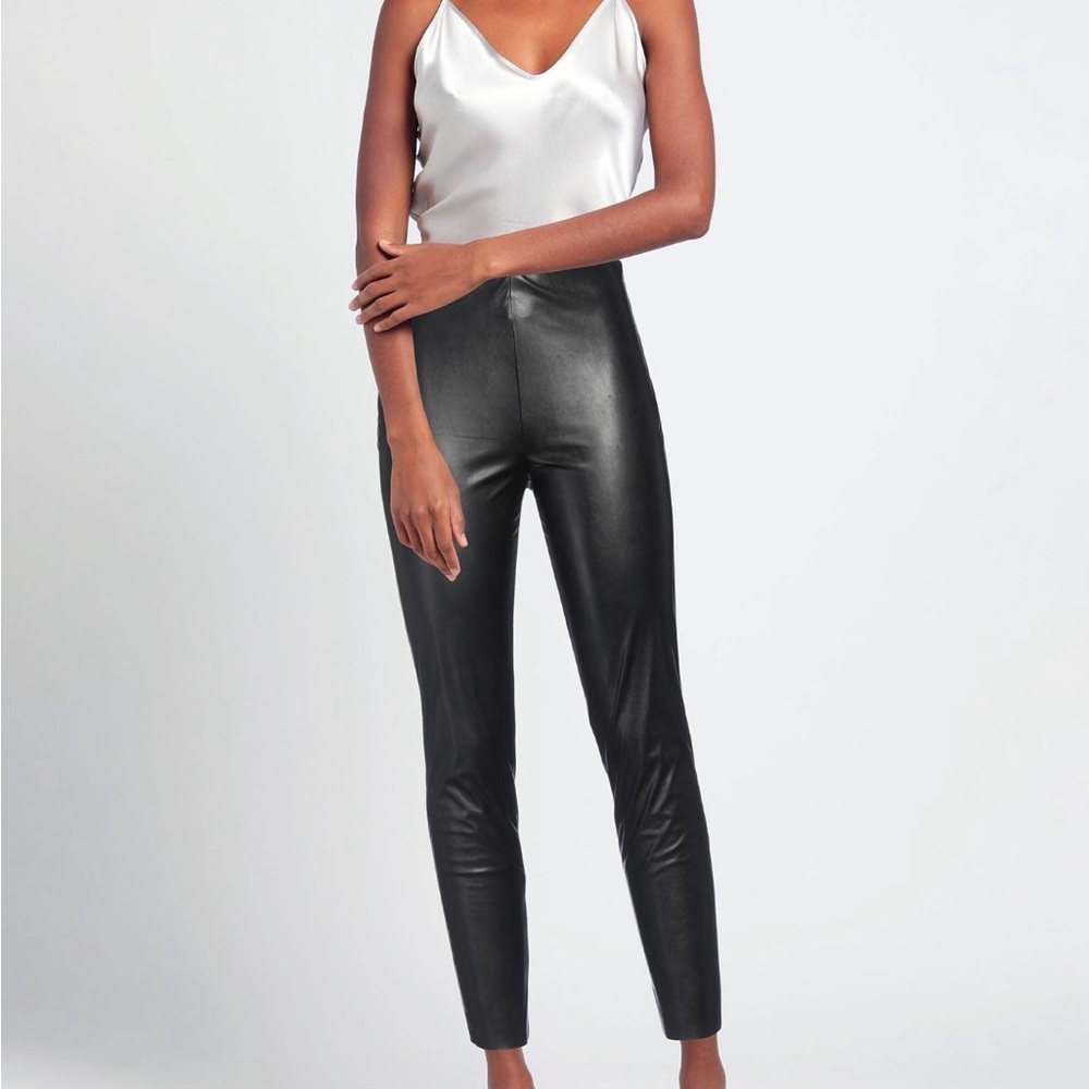 Italian Luxury Brand Jucca Black Leather effect Women's Pants